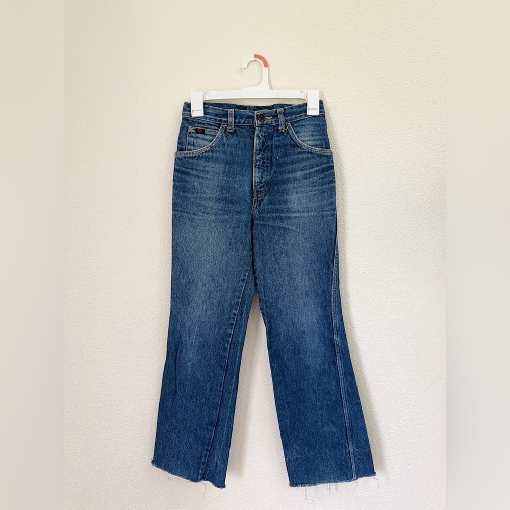 Vintage Bolthon & Cassidy Red Flame Blue Denim High Rise Flare Jeans Size 4